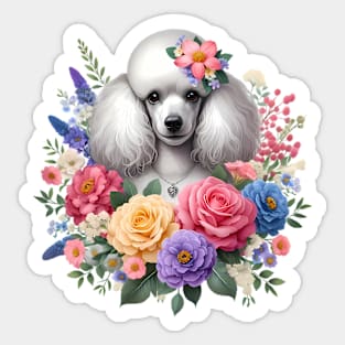 A poodle decorated with beautiful colorful flowers. Sticker